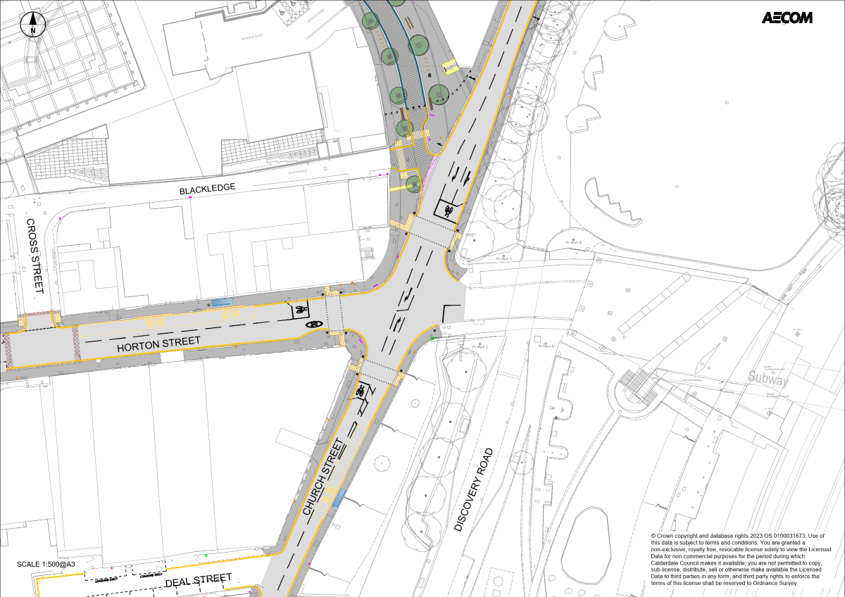 Plan of the area at in front of the railway station with upgraded crossings.