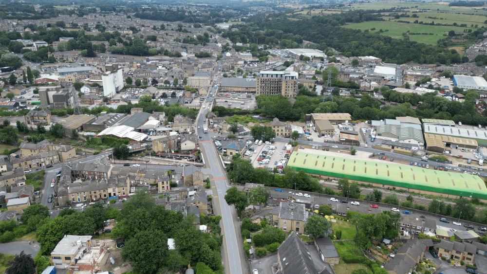 New crossings and routes for walking, wheeling and cycling near Brighouse Train Station. 