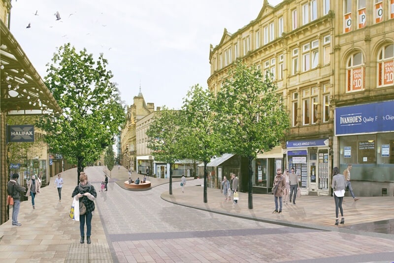 Visualisation of proposals pedestrianisation of Market Street