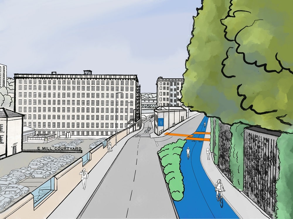 Visualisation of proposals on Corporation Street viewed from Lee Bridge