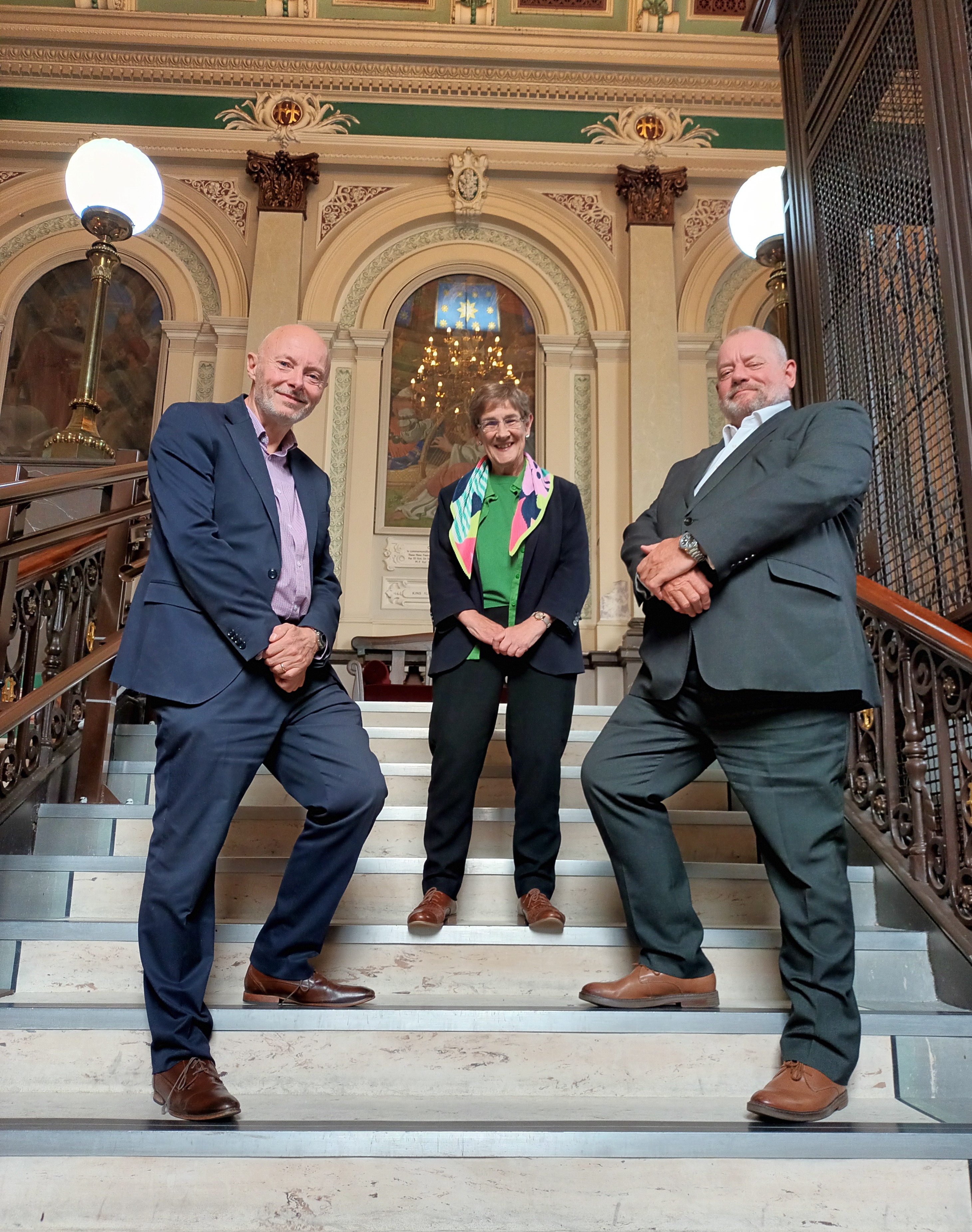 Paul Ellenor (Regional Director for Yorkshire & North East - Tilbury Douglas), Cllr Jane Scullion (Leader - Calderdale Council) and Shaun Pearson (Regional Operations Director - Tilbury Douglas) at Halifax Town Hall. 