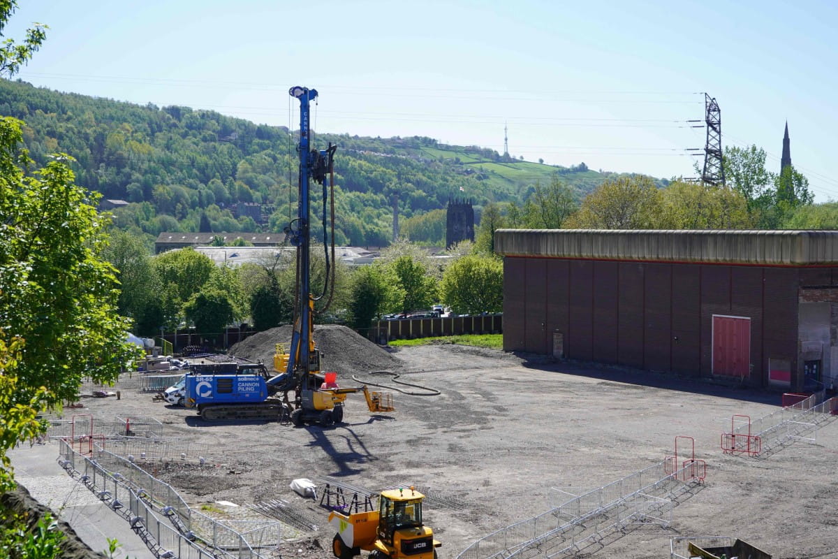 The piling rig on the Halifax Leisure Centre construction site.