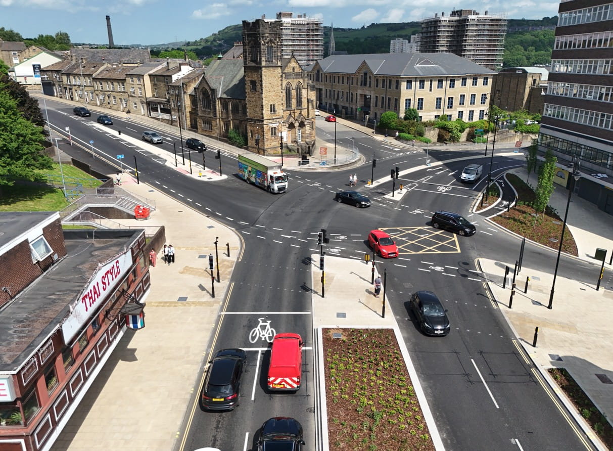 The completed junction at Cow Green and Pellon Lane.