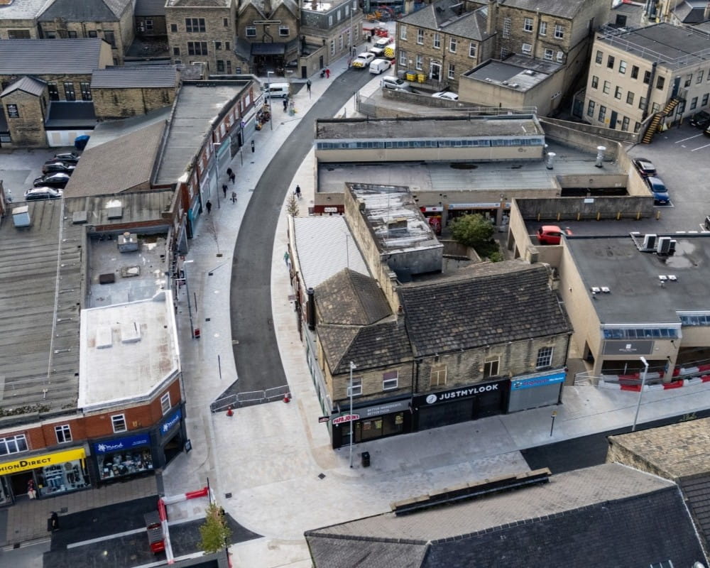 The new layout at the junction of Market Street and Commercial Street in Brighouse.