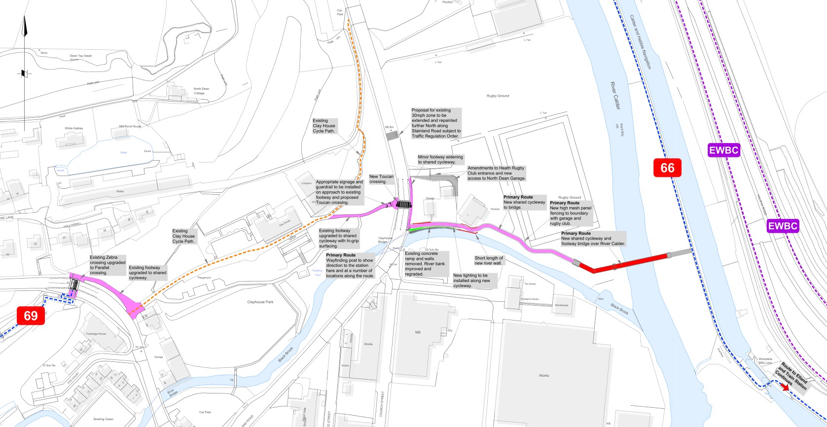 A new bridge connects West Vale across the River Calder and complements new and upgraded routes around Elland. 
